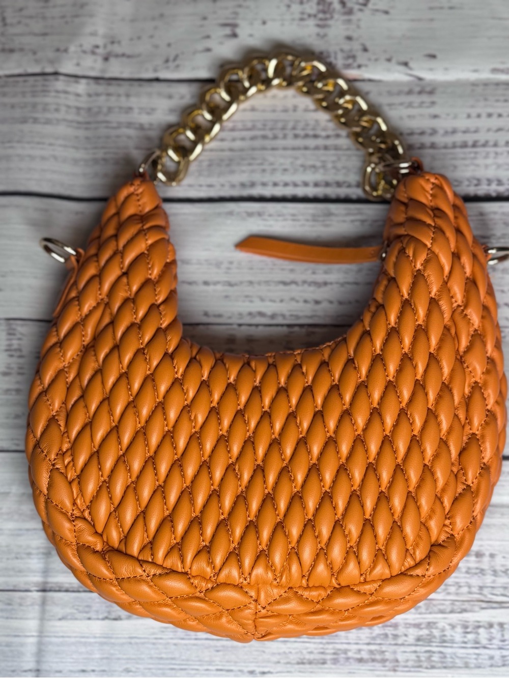 Urban expressions orange quilted leather